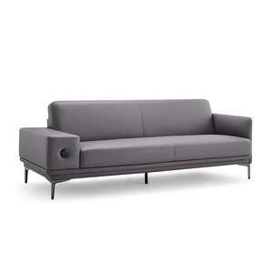Sofá de oficina Aobin de tres plazas, gris, moderno, para sala de reuniones de negocios. - Product Image 1