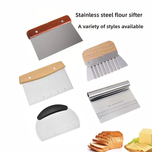 Stainless Steel Wooden Handle <b>Flour</b> Scraper with Measurement Scale for Dough Cutting and <b>Flour</b> Scraping Food Contact Safe - Product Image 1