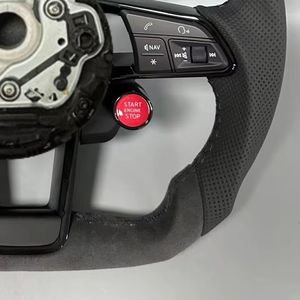 Volant pour Audi R8 A3 A4 A5 A6 <span class=keywords><strong>A7</strong></span> S3 S5 Q5 Q7 TT TTs RS RS3 RS5 RS7 <span class=keywords><strong>R3</strong></span> R5 Volant de voiture personnalisé en cuir Alcantara - Product Image 5