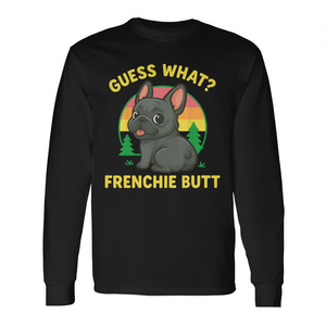 Camiseta de manga larga Frenchie Butt, unisex, cuello redondo, impresión digital, talla para adultos - Product Image 3
