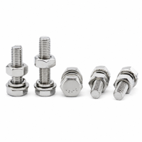 304 Stainless Steel Threaded Hex Bolt Nut and Washer Set M10x125 M12 M14 for Industrial Fastener Use
