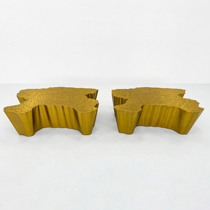 Table basse de luxe industrielle contemporaine en acier inoxydable doré, modèle BOCA-CT-01-EDEN GOLD, de la gamme haut de gamme Factory Outlet. - Product Image 2