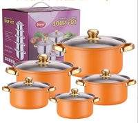 Set Panci Sup Stainless Steel 10 Buah Laris Manis, Cocok untuk Kompor Gas dan Induksi, Dilengkapi Tutup, untuk Promosi Peralatan Masak