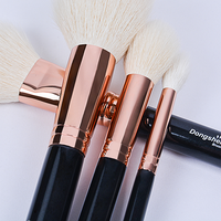 Ensemble de pinceaux de maquillage pour le visage et le correcteur Dongshen, 13 pièces, poils de chèvre naturels de luxe, virole en or rose, manche en bois