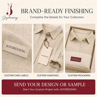 Chemisier en lin pour femme personnalisé par Joydressing Factory, style décontracté uni, coupe ample, épaules tombantes, manches retroussables, boutons, OEM ODM