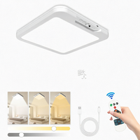 Plafonnier LED à détecteur de mouvement avec télécommande sans fil, luminaire moderne pour intérieur, forme carrée, intensité réglable