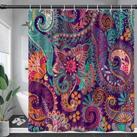 Rideau de douche en polyester 3D floral botanique bohème, imperméable, moderne, abstrait, bohème, écologique, séchage rapide, rideaux de salle de bain