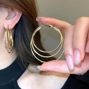 BMYF010-AL Exaggerated Three-layer Hoop Earrings Simple Fashion <strong>Loop</strong> Earrings for Women Trendy Fashion Jewelry Classic Gifts - Product Image 1
