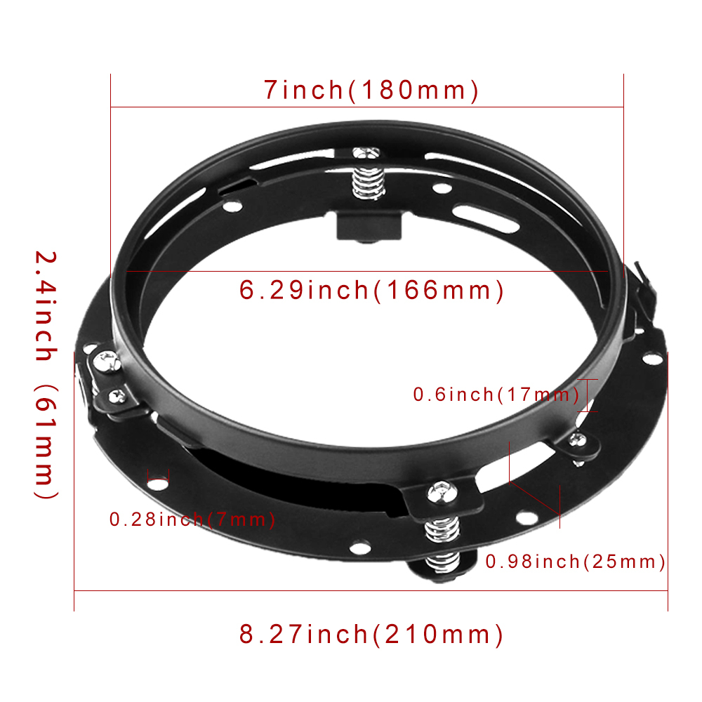 Glomora Boîtier Phare Moto 7 Pouces Noir Mat - Protection Solide Pour Street Glide - Anneau Montage 17,8 Cm
