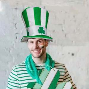 Sombrero de Copa Personalizado con Trébol para el Día de San Patricio para Niños, Accesorio de Disfraz para Festival Irlandés, Banda Verde, Suministros para Fiestas al por Mayor, Desfile - Product Image 5