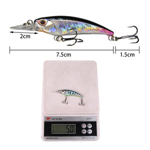 Leurre flottant Minnow 7,5 cm 5 g, appât dur pour la pêche au bar en eau douce et en eau salée, ensemble de matériel de pêche - Product Image 2