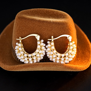 Pendientes de Aro con Forma de Cesta de Flores para Mujer, Diseño de Nicho Inspirado en la Naturaleza, Joyería de Moda - Product Image 6