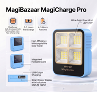 Linterna Solar Recargable MHF02, Linterna LED Impermeable IP65 para Camping, Soporte Magnético, Banco de Energía, Doble Función para Senderismo y Emergencias