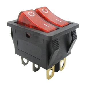 Interruptor basculante doble universal 4P 10A 240V con luz indicadora roja para plancha eléctrica - Product Image 1