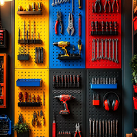 Support d'affichage mural/de bureau en métal stable pour panneau perforé, organisateur d'outils pour magasin de détail et rangement de garage domestique
