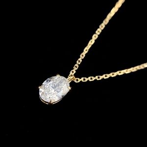 Collar con Colgante de Diamante Real de Corte Ovalado de 0.71ct, Certificado por GIA, Cadena de Oro Amarillo de 18K, Marca Xinfly - Product Image 4