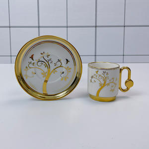 Juego de Tazas de Café de Cerámica de 90 ml con Platos, 6 Tazas y 6 Platos, Tazas de Espresso para Oriente Medio, Arabia Saudita, Etiopía - Product Image 3