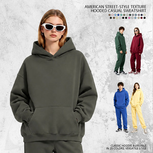 Sweat-shirt à capuche unisexe en coton-polyester 350g doublé, coupe décontractée, couleur unie, style streetwear, collection Automne/Hiver 2026 - Product Image 1