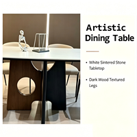 Ensemble de table à manger italienne convertible, portable, moderne, en bois noir et pierre frittée blanche, 6 places, écologique, pour petits espaces