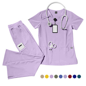 Uniformes médicos para <span class=keywords><strong>hombre</strong></span> y mujer, traje personalizado con cuello en V, ropa de trabajo, uniforme de hospital, <span class=keywords><strong>pantalones</strong></span> rectos, ropa médica. - Product Image 2