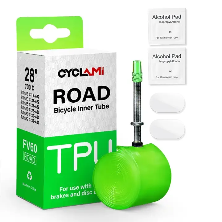 Cyclami Officiële Ultralichte 38G Tpu Weg Binnenste 700c Buis Fiets Weg Fiets Tpu Band 45/60/80Mm Franse Klep Met Gratis Band Patch