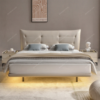 Lit italien flottant de luxe SPARKLE Lit moderne simple en tissu microfibre Lit suspendu double pour chambre principale