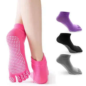 Women Anti-Slip Yoga Sock Sox Girls Ladies Pilates Colourful Five Finger Sock Fitness Gym Sport 5 Toe Elastic Sock