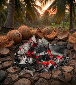 Carbón bioactivo de cáscaras de coco seleccionadas con carbonización controlada que garantiza un calor fuerte, bajo contenido de cenizas y un uso energético eficiente. - Product Image 3