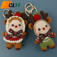 Porte-clés de Noël en crochet faits main pour couple, porte-clés rennes, breloques de sac Kawaii, poupées de Noël en crochet, cadeaux d'anniversaire et de Noël