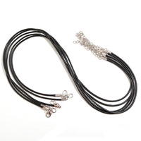 Corde en coton bon marché 45cm + 5cm chaîne fermoir mousqueton 2mm fil de coton ciré noir corde de collier à vendre