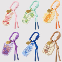 Nouvelles breloques personnalisées en acrylique pour sacs, porte-clés imprimés sur mesure, accessoires de bricolage pour la création de porte-clés à thème boisson gazeuse estivale