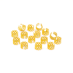 Anelli per trecce Ilan 17x9mm oro, 15 pezzi per acconciature - Product Image 1
