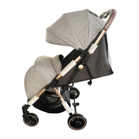 Poussette bébé 3-en-1 en lin léger avec design pliable, ceinture de sécurité à cinq points pour les voyages en avion et les nouveau-nés