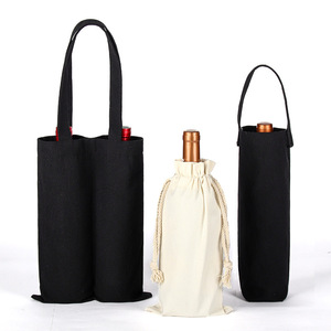 ถุงผ้าแคนวาสแบบพับได้ ทนทาน เป็นมิตรกับสิ่งแวดล้อม สำหรับใส่ขวดไวน์เดี่ยว ใช้ซ้ำได้ เหมาะสำหรับเป็นของขวัญ - Product Image 1