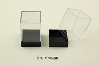 Boîte à dés avec couvercle transparent et base noire, boîte en plastique PS transparente 41*41*63mm