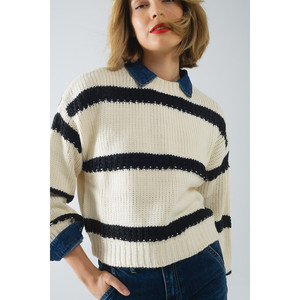 Jersey Beige Relajado con Rayas Negras - Product Image 5