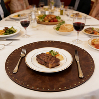 Napperons de table personnalisés durables en cuir PU Crazy Horse, faits à la main, résistants à la chaleur, pour cuisine et salle à manger
