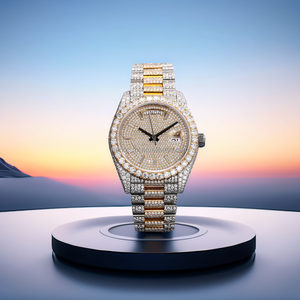 D Couleur VVS Moissanite Unisexe Montre Analogique Full Diamond Band 20mm Largeur Boîtier En Acier Inoxydable Classique Hommes Femmes Mouvement Eta - Product Image 1