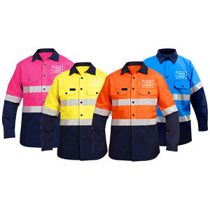 En20471 شعار البناء مخصص ملابس العمل القطنية قميص العمل مرحبا فيس - Product Image 1