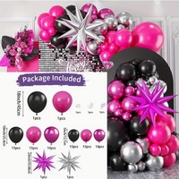 Noir rose Rose rouge ballon couronne ensemble Explosion étoile aluminium Film ballon fille anniversaire célibataires fête décoration