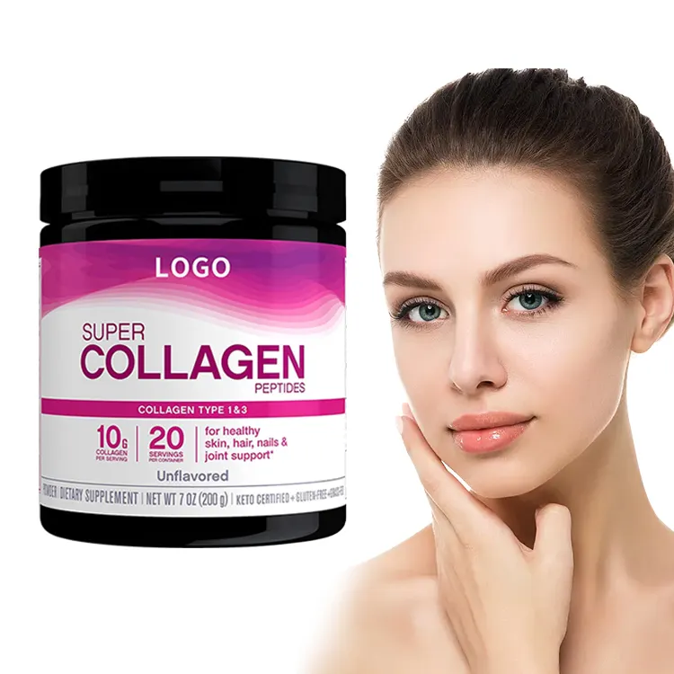 Organisches Kollagen protein pulver Marine kollagen pulver mit Vitamin C hydrolysierten Kollagen peptiden unterstützt Haut und Nägel