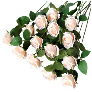Toptan yapay çiçekler tek şube pazen güller sevgililer günü hediyeleri düğün çiçekleri ev dekorasyon