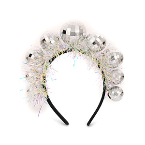 MADESHINE Silver Shiny Christmas Disco Ball <b>Headband</b> Glitter <b>Happy</b> <b>New</b> <b>Year</b> Hair Hoop Accessories Novelty Party Decorations - Product Image 2