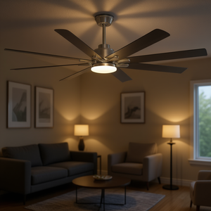 Ventilateur de plafond LED moderne de 66 pouces, 8 pales, moteur DC, télécommande, lumière à intensité variable pour salon, design encastré - Product Image 2