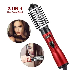 3 en 1 cepillos para secador de pelo personalizados pelo 360 voluminizador giratorio redondo cepillo de aire caliente peine cepillo secador de pelo