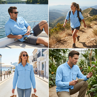 Camisas de Pesca Maja Personalizadas para Hombre, con Botones, Color Azul Rey, Protección UV SPF50, Secado Rápido, Manga Larga, para Exteriores, con Bolsillo