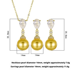Juego de Pendientes Colgantes Elegantes y Ecológicos, Chapados en Oro y Cobre, con Perlas de Concha Doradas de 14 mm, Borlas, para Bodas y Fiestas, Joyería Moderna - Product Image 2