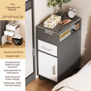 Mesa de Noche Esquinera Multifuncional Moderna, Ecológica, Duradera, para Espacios Pequeños, Gabinete de Almacenamiento Ultra Estrecho, Mesa Auxiliar para Cama - Product Image 6