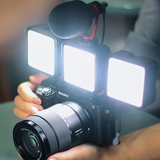 LED Video Light 3 Cold Shoe Soft Light Panel Portable Photography Lighting for Tiktok DJI OSMO Sony DSLR  Camera GoPro Vlogging