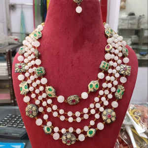 Nouveaux bijoux indiens perles antiques verre verre de haute qualité perles multicolores cinq couches mala fait à la main produit en vrac collier - Product Image 1